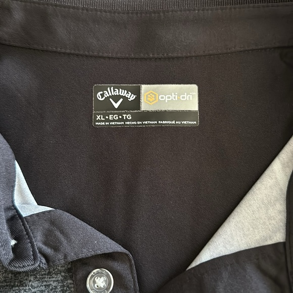LIKE NEW CALLAWAY “OPTI-DRI” POLO GOLF SHIRT. Size XL. Black w/ Aqua blue & grey - Picture 7 of 10
